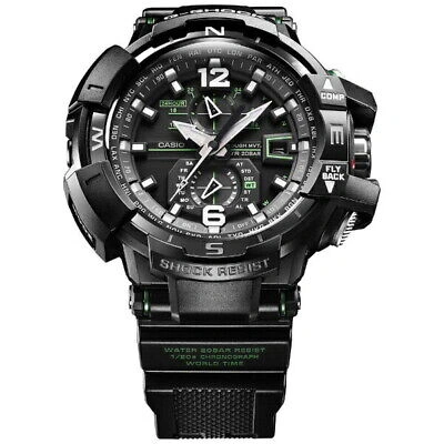 Pre-owned Casio G-shock Gw-a1100-1a3jf Black Green Sky Cockpit Men's Watch In Box