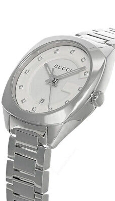 Pre-owned Gucci Gg2570 29mm Ss Diamond White Dial Women's Watch Ya142504