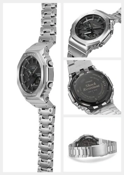 Pre-owned Casio G-shock Gm-b2100d-1ajf Full Metal Silver Bluetooth Solar Watch Men