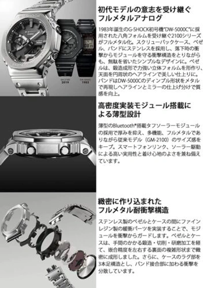 Pre-owned Casio G-shock Gm-b2100d-1ajf Full Metal Silver Bluetooth Solar Watch Men