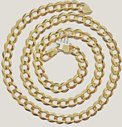 Pre-owned My Elite Jeweler Solid 10k Yellow Gold Cuban Curb Link Chain Necklace 9mm 22 Inch Mens, Real 10kt