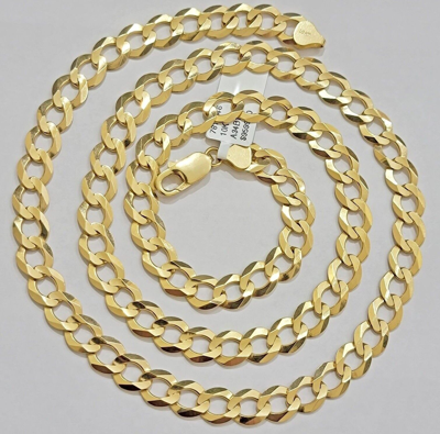 Pre-owned My Elite Jeweler Solid 10k Yellow Gold Cuban Curb Link Chain Necklace 9mm 22 Inch Mens, Real 10kt