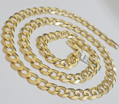 Pre-owned My Elite Jeweler Solid 10k Yellow Gold Cuban Curb Link Chain Necklace 9mm 22 Inch Mens, Real 10kt