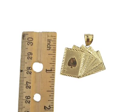 Pre-owned Globalwatches10 10k Yellow Gold Card Game Pendent 4mm Palm Chain 22" Inch Necklace