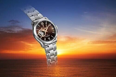 Pre-owned Orient Star Watch Rk-at0010a Men's Silver Red Brown Analog Round Semi Skel..jp