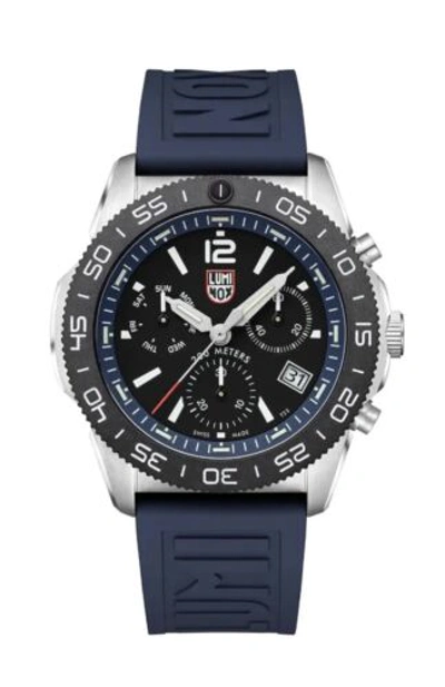 Pre-owned Luminox Pacific Diver Xs.3143 Chrono 44mm Blue Rubber Steel Quartz Men's Watch