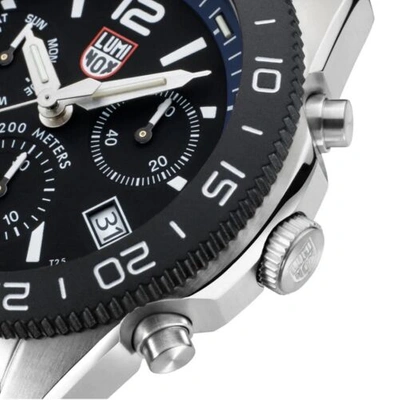 Pre-owned Luminox Pacific Diver Xs.3143 Chrono 44mm Blue Rubber Steel Quartz Men's Watch