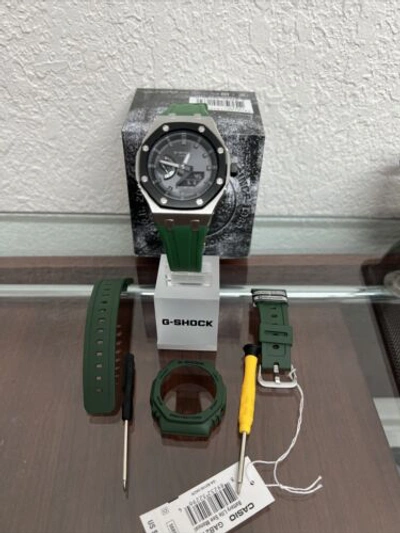 Pre-owned Casio G-shock Ga2100 Green Tough Solar Ap Royal Oak Style Limited Edition