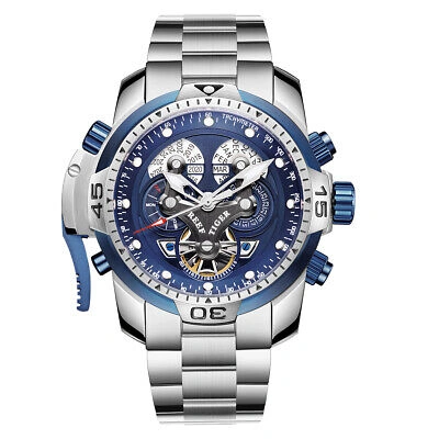 Pre-owned Reef Tiger Men Luxury Automatic Mechanical Wrist Watch With Year Month Date Week