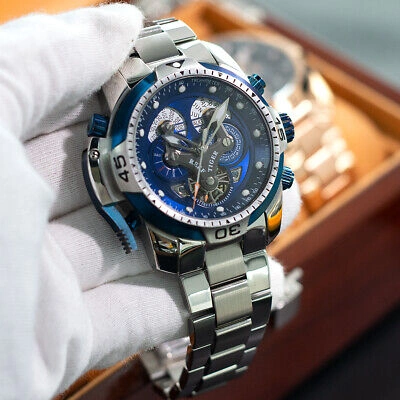 Pre-owned Reef Tiger Men Luxury Automatic Mechanical Wrist Watch With Year Month Date Week