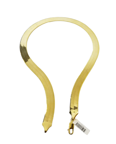 Pre-owned Globalwatches10 Real 10k Yellow Gold Herringbone 11mm Necklace Chain 22" Inch Lobster Lock Solid
