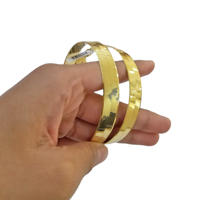 Pre-owned Globalwatches10 Real 10k Yellow Gold Herringbone 11mm Necklace Chain 22" Inch Lobster Lock Solid