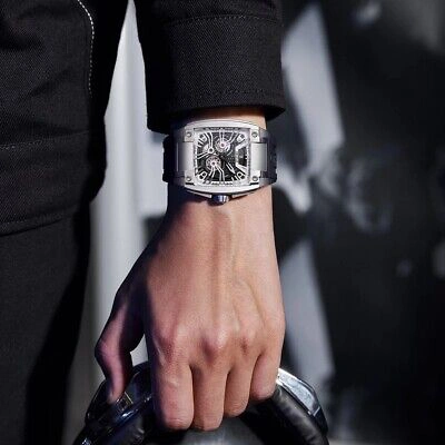 Pre-owned Oblvlo Men Automatic Watch Luxury Watches Mechanical Wristwatch Square Skeleton
