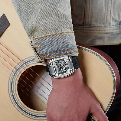 Pre-owned Oblvlo Men Automatic Watch Luxury Watches Mechanical Wristwatch Square Skeleton