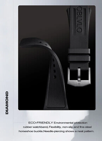 Pre-owned Oblvlo Men Automatic Watch Luxury Watches Mechanical Wristwatch Square Skeleton