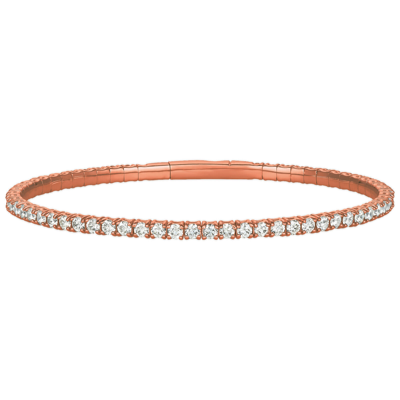 Pre-owned Robert Dav 2.00 Carat Natural Diamond Flexible Bracelet Si 14k Rose Gold In White