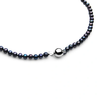 Pre-owned Pacific Pearls® 5mm Freshwater Black Pearl Necklace Wedding Jewelry Gift For Her