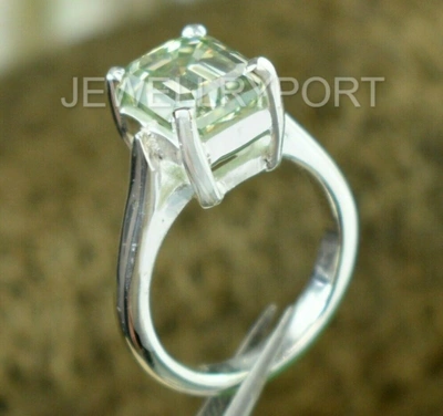 Pre-owned Ambika G & J Amazing Light Green Diamond Ring 925 Solid Silver -3.40 Ct Certified