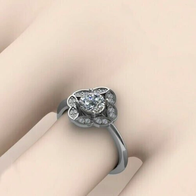 Pre-owned Black Diamond Flower Design 3 Ct Diamond Ring Great Clarity Vvs1 Certified In White