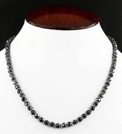Pre-owned Precious Certified 4 Mm Black Diamond Necklace.aaa.certified.20 Inches Silver Clasp