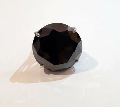 Pre-owned Ambika 100 Ct Black Diamond Ring, Great Shine & Luster Certified Best Ring In Fancy Black