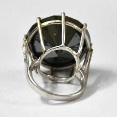 Pre-owned Ambika 70 Cts Black Diamond Ring, Great Shine & Luster Certified In Fancy Black
