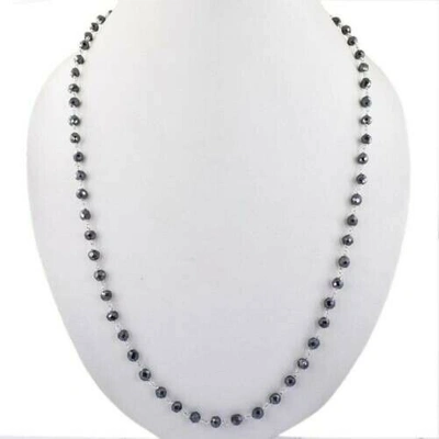 Pre-owned Precious 7mm Black Diamond Chain Necklace, Unisex Necklace, Men's Jewelry- 24 Inches