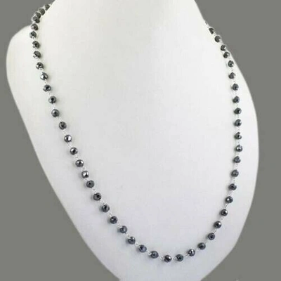 Pre-owned Precious 7mm Black Diamond Chain Necklace, Unisex Necklace, Men's Jewelry- 24 Inches