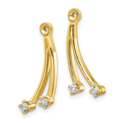 Pre-owned Goldia 14k 2 Stone Dangle Diamond Earring Jacket In Yellow