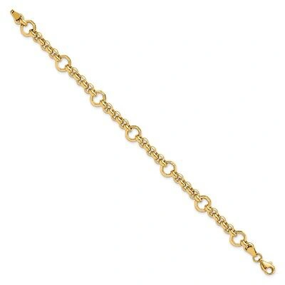 Pre-owned Samajewelers Real 10kt Yellow Gold Polished Diamond Cut Fancy Link Chain Bracelet; 7.5 Inch