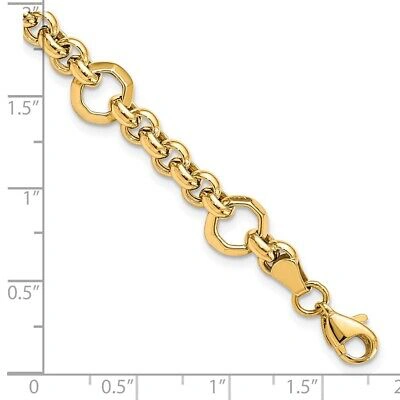 Pre-owned Samajewelers Real 10kt Yellow Gold Polished Diamond Cut Fancy Link Chain Bracelet; 7.5 Inch