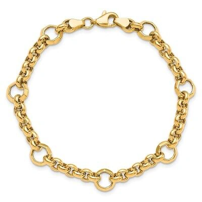 Pre-owned Samajewelers Real 10kt Yellow Gold Polished Diamond Cut Fancy Link Chain Bracelet; 7.5 Inch