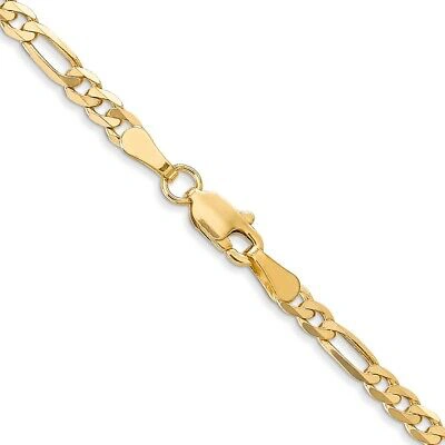Pre-owned Samajewelers Real 14k Yellow Gold 3.25mm Flat Figaro Chain Chain Bracelet; 7 Inch