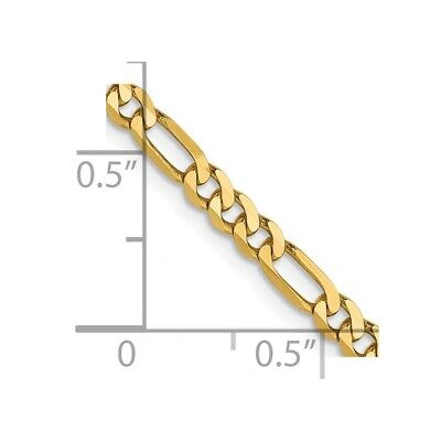 Pre-owned Samajewelers Real 14k Yellow Gold 3.25mm Flat Figaro Chain Chain Bracelet; 7 Inch