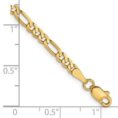 Pre-owned Samajewelers Real 14k Yellow Gold 3.25mm Flat Figaro Chain Chain Bracelet; 7 Inch