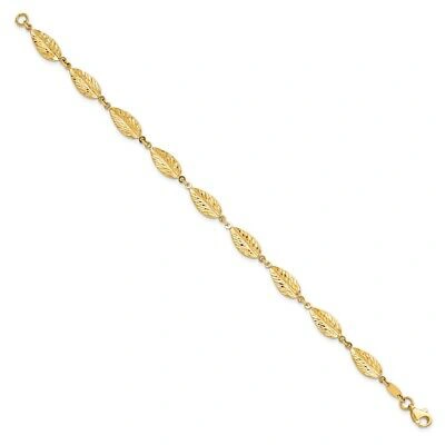 Pre-owned Samajewelers Real 10k Yellow Gold Polished Leaf Bracelet; 7.25 Inch; Women & Men