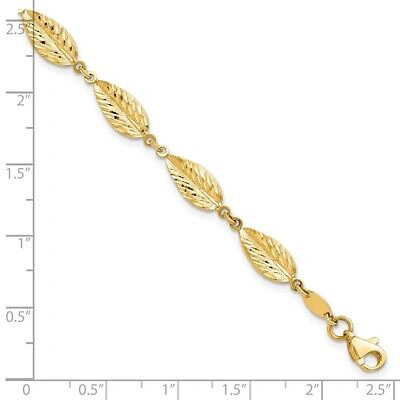 Pre-owned Samajewelers Real 10k Yellow Gold Polished Leaf Bracelet; 7.25 Inch; Women & Men