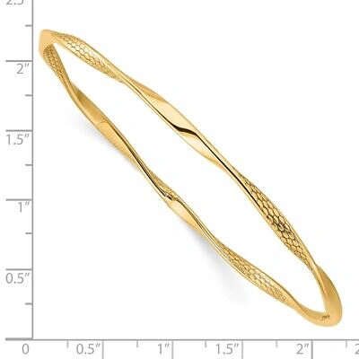 Pre-owned Samajewelers Real 10kt Yellow Gold Polished Textured Twisted Bangle; 7.5 Inch
