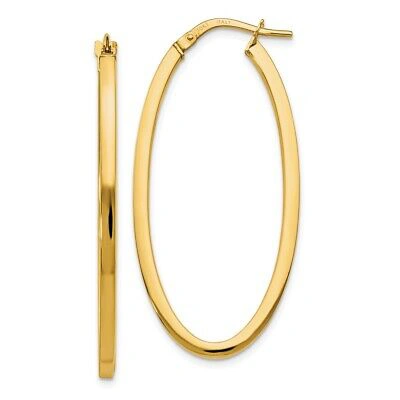 Pre-owned Samajewelers Real 10k Yellow Gold Polished Oval Hinged Hoop Earrings