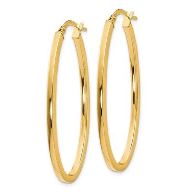 Pre-owned Samajewelers Real 10k Yellow Gold Polished Oval Hinged Hoop Earrings