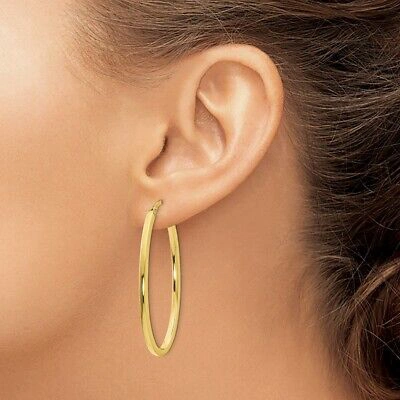 Pre-owned Samajewelers Real 10k Yellow Gold Polished Oval Hinged Hoop Earrings
