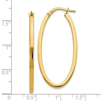 Pre-owned Samajewelers Real 10k Yellow Gold Polished Oval Hinged Hoop Earrings