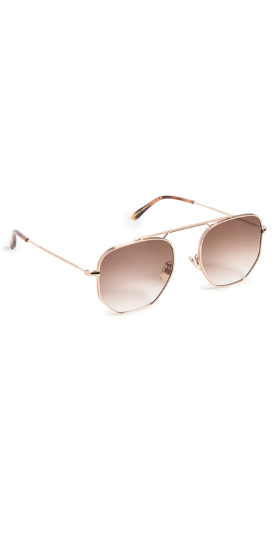 Shop Illesteva Patmos Rose Gold Sunglasses In Rose Gold W/ Brown Flat Grad