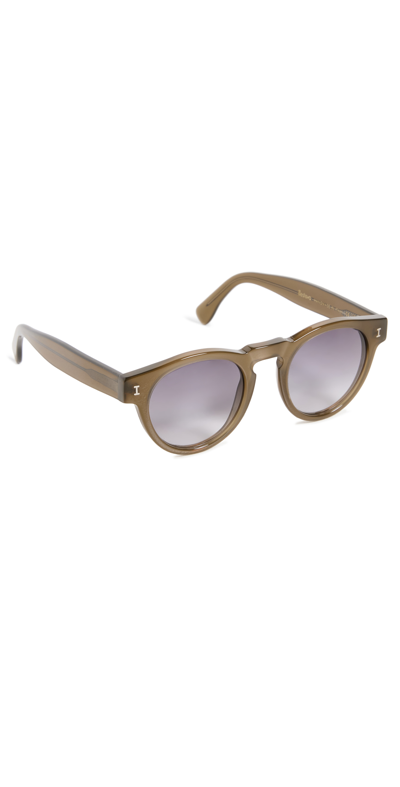 Shop Illesteva Leonard Olive Sunglasses In Olive W/ Grey Gradient