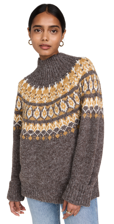 Moon River Fair Isle Sweater In Brown Multi ModeSens