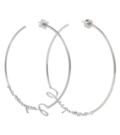 Shop Jacquemus Logo Earrings In Silver