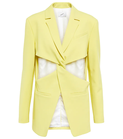 Shop Coperni Twisted Cutout Wool-blend Blazer In Yellow