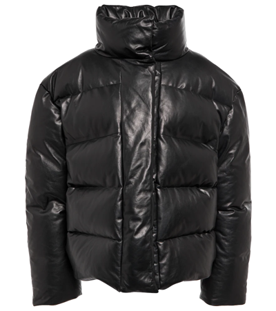 Shop Magda Butrym Leather Puffer Jacket In Black