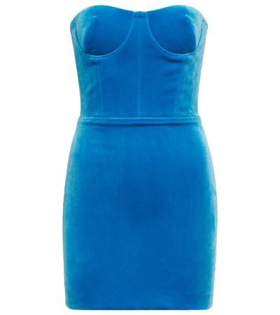 Shop Alex Perry Roberts Strapless Velvet Minidress In Blue