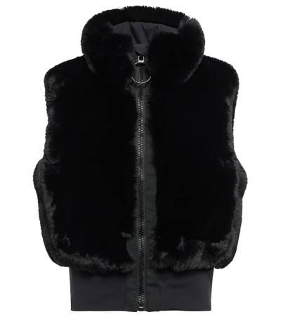 Shop Goldbergh Hug Faux Fur Cropped Vest In Black